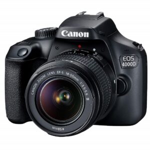 Canon EOS 4000D DSLR Camera Kit | EF-S 18–55mm f/3.5–5.6 III Lens, 18MP APS-C Sensor, Full HD Video, Wi-Fi, 32GB SD Card Included
