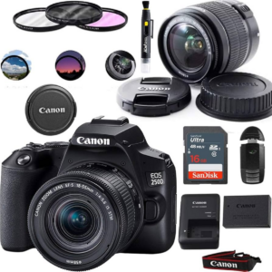 Canon EOS 250D DSLR Camera with EF-S 18–55mm Lens – Basic Accessories Bundle, Brand New